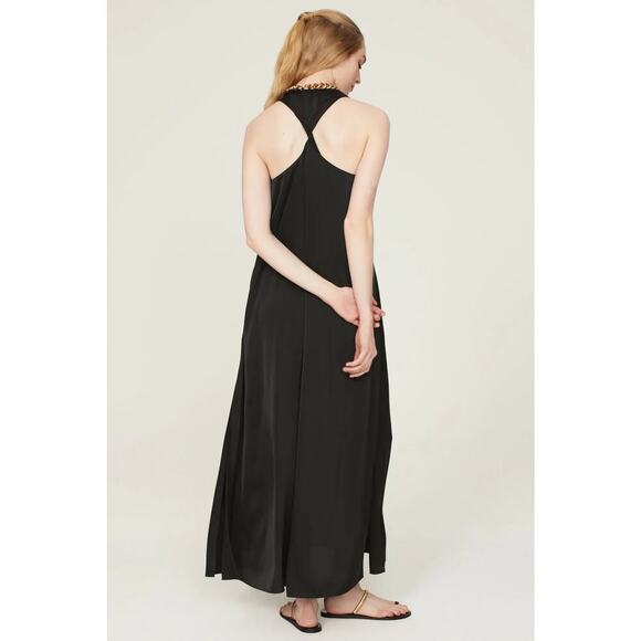 Rosetta Getty Collective Sleeveless Satin Shift Maxi Dress in Black – Size 10 - Picture 3 of 6